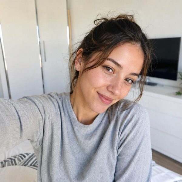 Selfie lumineux dans un intérieur cosy